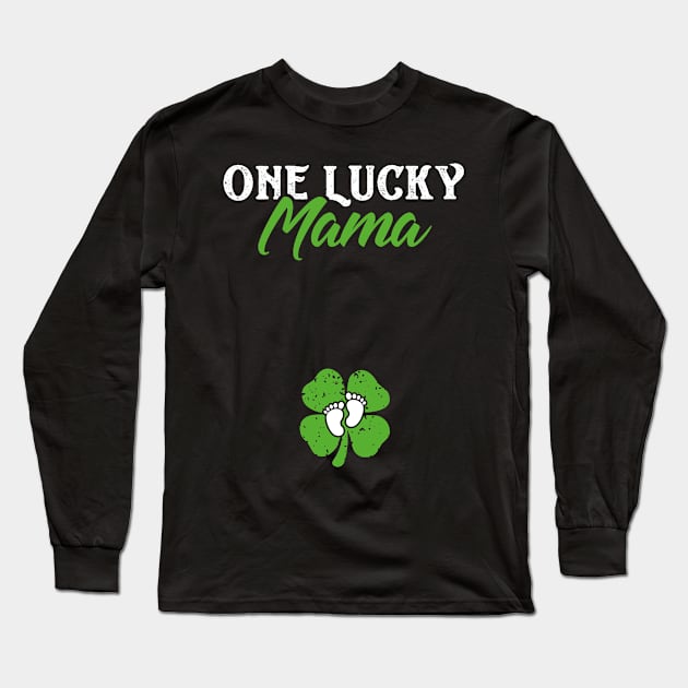 One Lucky Mama St Patricks Day Pregnancy Announcement Long Sleeve T-Shirt by trendingoriginals